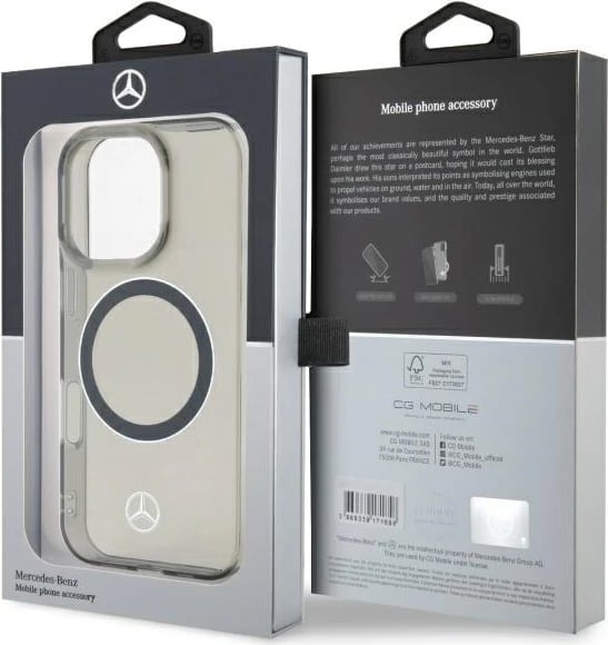 Mbështjellës Mercedes Silver Ring MagSafe për iPhone 16 Pro, Zi