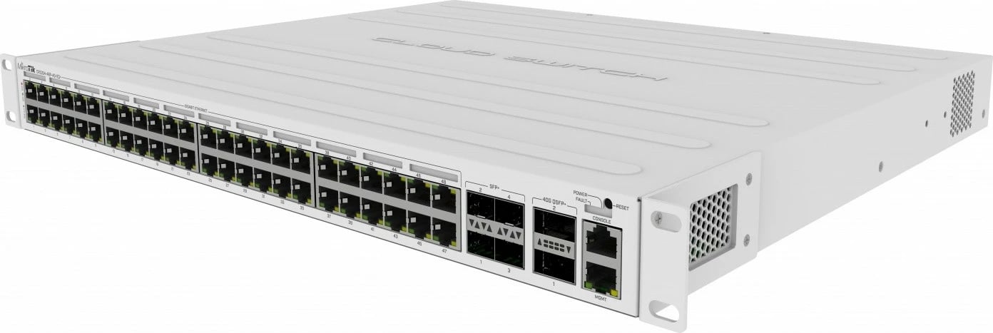 Switch i menaxhuar Mikrotik CRS354-48P-4S+2Q+RM, rack, 48 porte 1G, 4 SFP+, 2 QSFP+, i bardhë
