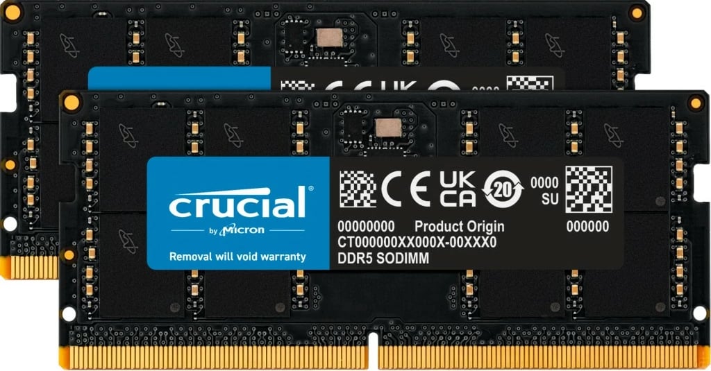 RAM Memorje Crucial 64GB (2x32GB) DDR5 4800MHz SO-DIMM për laptop
