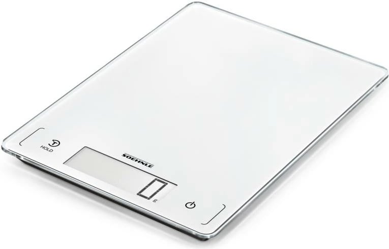 Peshore kuzhine dixhitale, Soehnle, Page Profi 300 (61507), kapacitet 20 kg, LCD i madh, sensor-touch, funksion HOLD, sipërfaqe qelqi, e bardhë