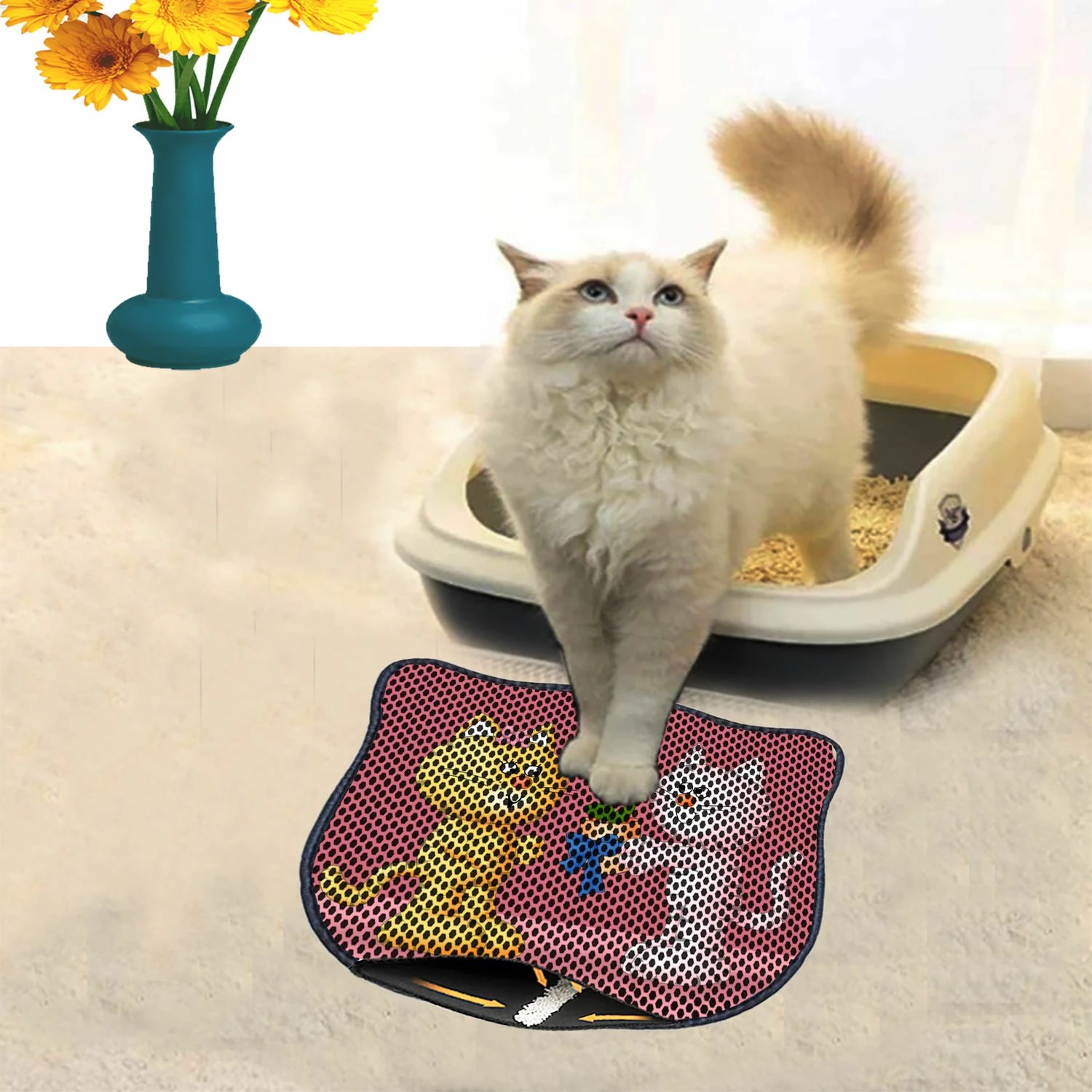 Tapet për rërë mace, shumëngjyrësh, Paws & Whiskers, Kdkafa0151, 40x50cm