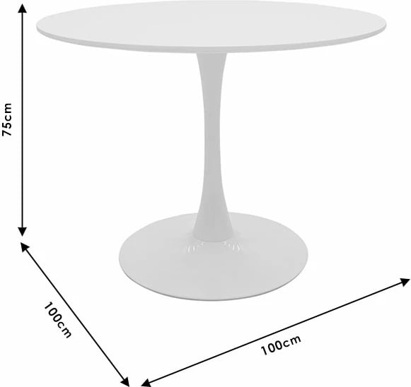 Set tavoline me karrige, ngjyrë e bardhë, D100x75cm