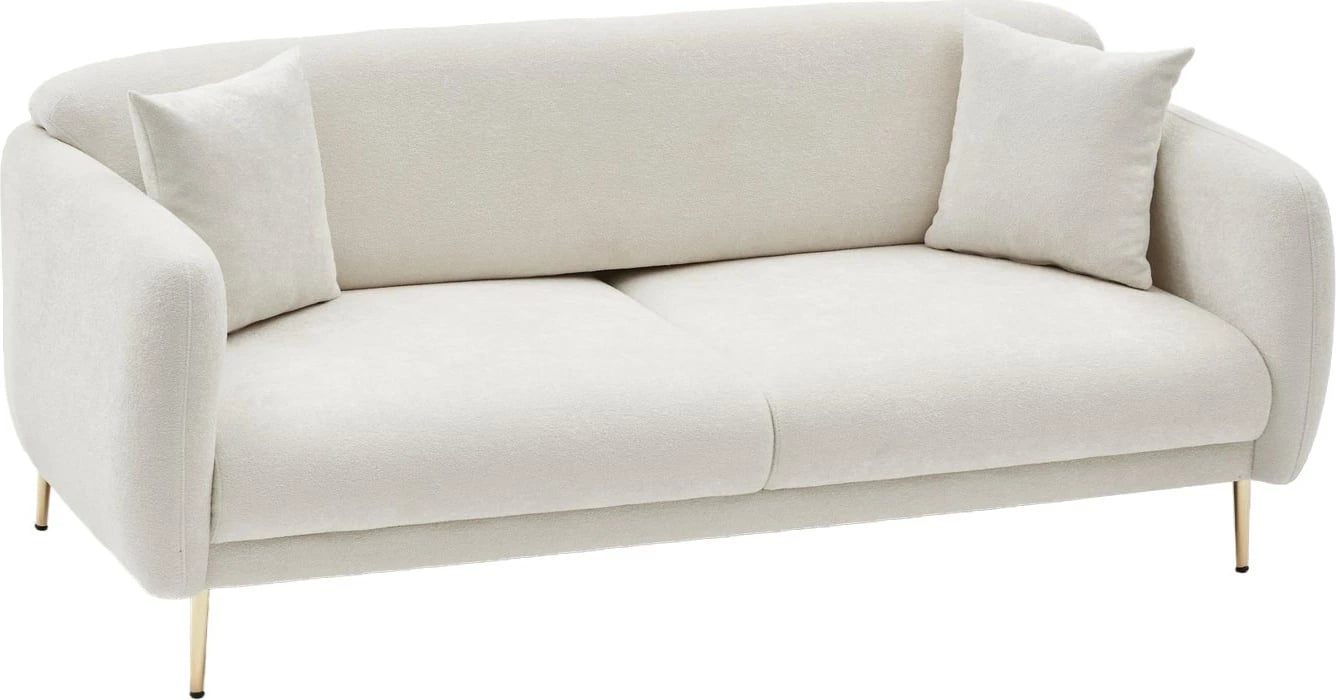 Divan-krevat treshe, ngjyrë krem, detaje ari, Simena