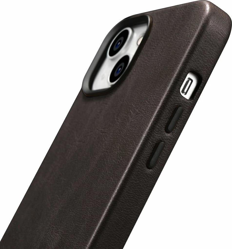 Mbështjellës iCarer Oil Wax Premium Leather me MagSafe për iPhone 14, Kafe