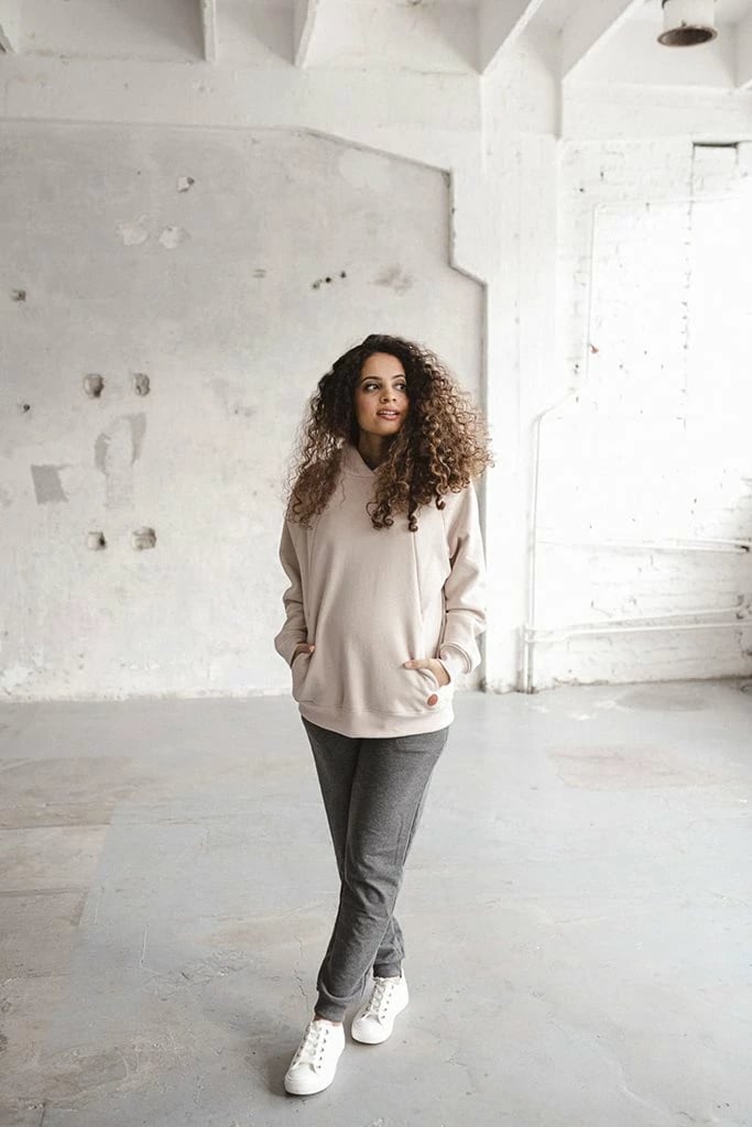 Hanorak shtatzënie dhe gjidhënie, milk & love, Motherhood Oversize, madhësi XL, bezhë