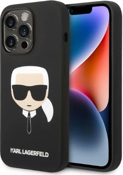 Mbështjellës Karl Lagerfeld KLHMP14LSLKHBK për iPhone 14 Pro 6.1", silikon, MagSafe, zi