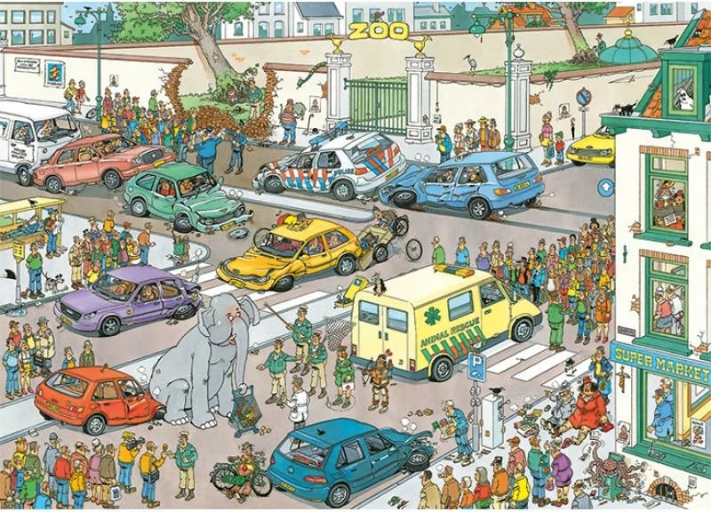 Puzzle komik, Jumbo, Jan van Haasteren Jumbo Goes Shopping (20028), 1000 pjesë