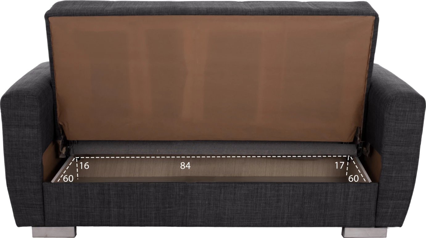 Divan 2-vendësh, shtrat, gri, FH3241.03, 150x84x88 cm