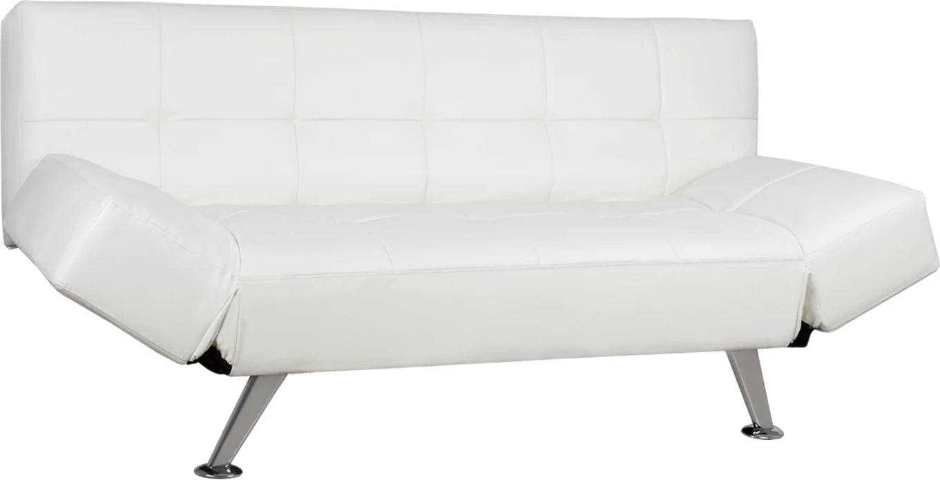 Divan/Shtrat FH3001.01 Thom me krahë të palosshëm, PU i bardhë, 189x93x82 cm