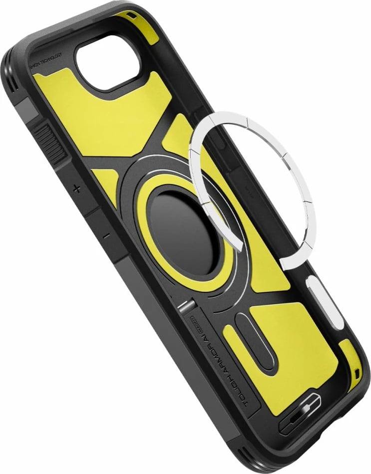 Mbështjellës Spigen Tough Armor MagSafe për iPhone 16e, me këmbë, Zi