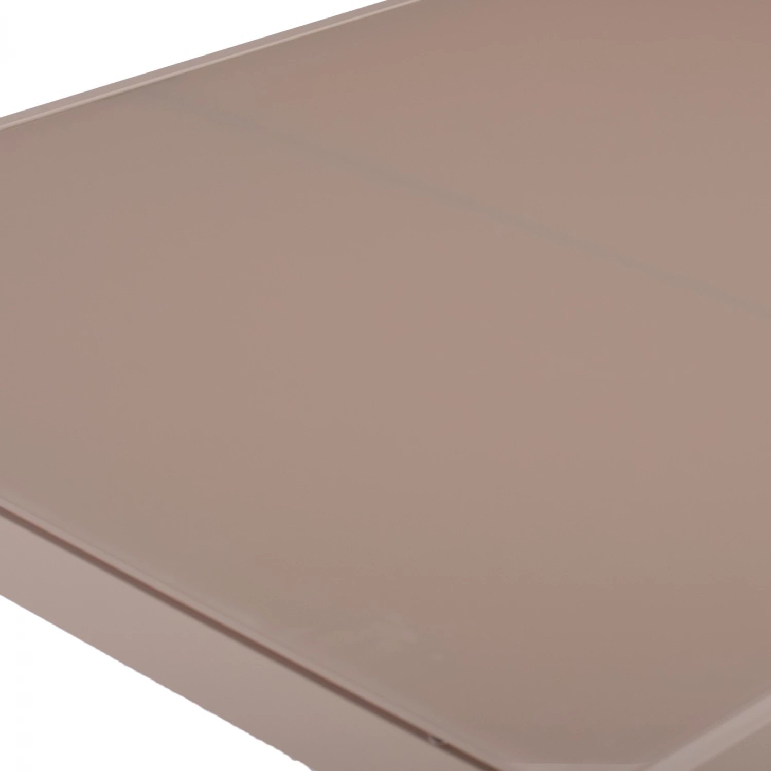 Tavolinë drejtkëndore metalike, ngjyrë kapuçino, me xham, FH5767.04, 150x90x75 cm