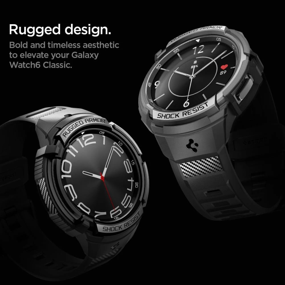 Mbështjellës Spigen Rugged Armor Pro me rrip për Samsung Galaxy Watch 6 Classic 47mm, Zi