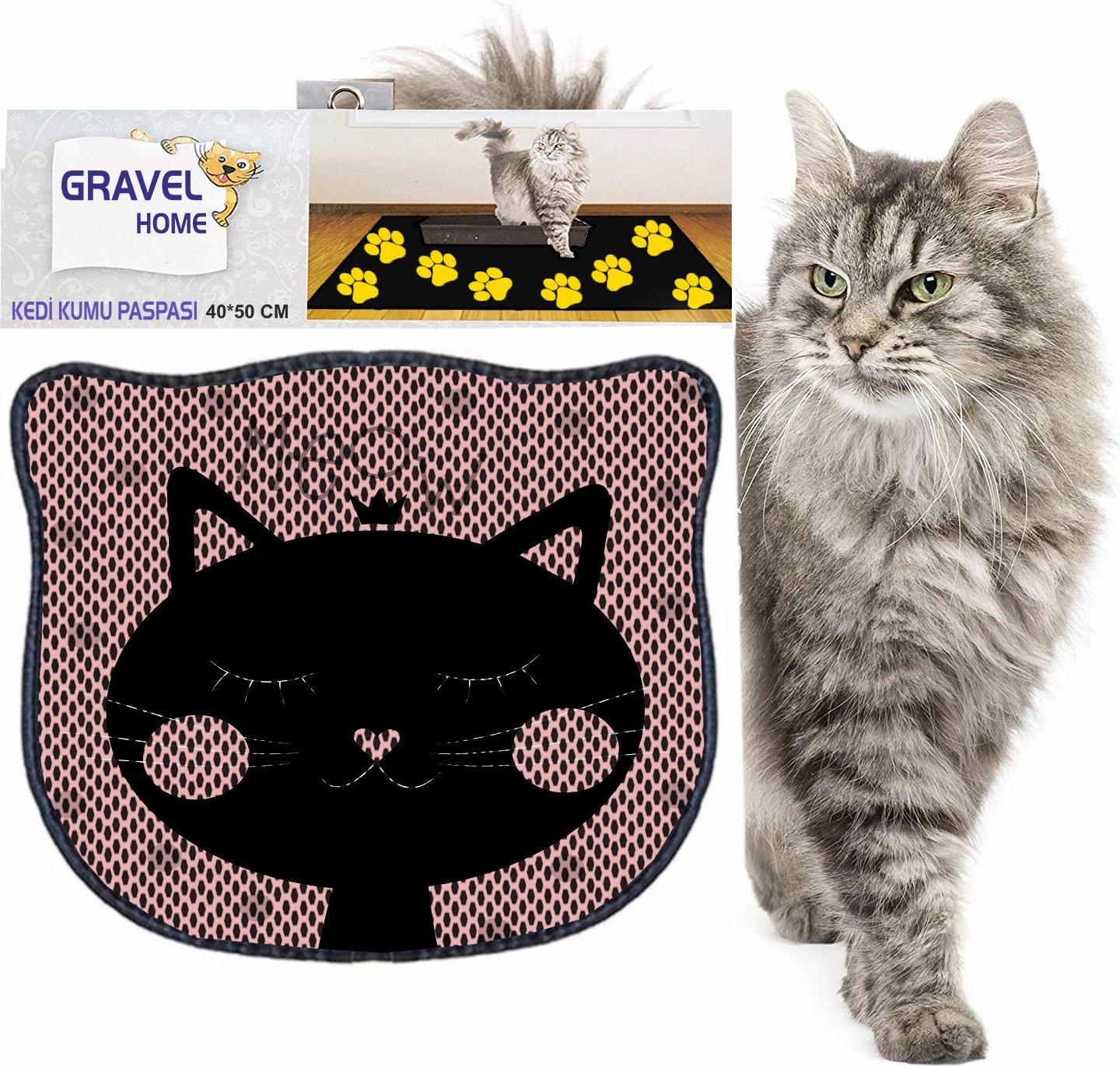 Tapet për rërë mace, shumëngjyrësh, Paws & Whiskers, Kdkafa0228, 40x50cm