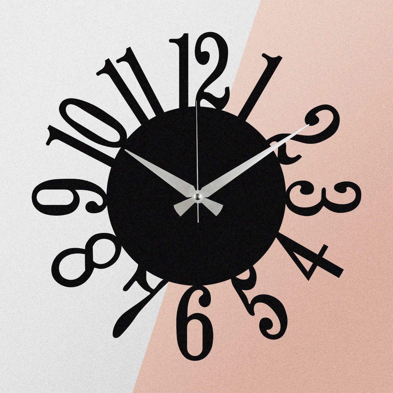 Orë muri dekorative prej metali, Wallity Enzoclock - S005, e zezë, 48x48cm