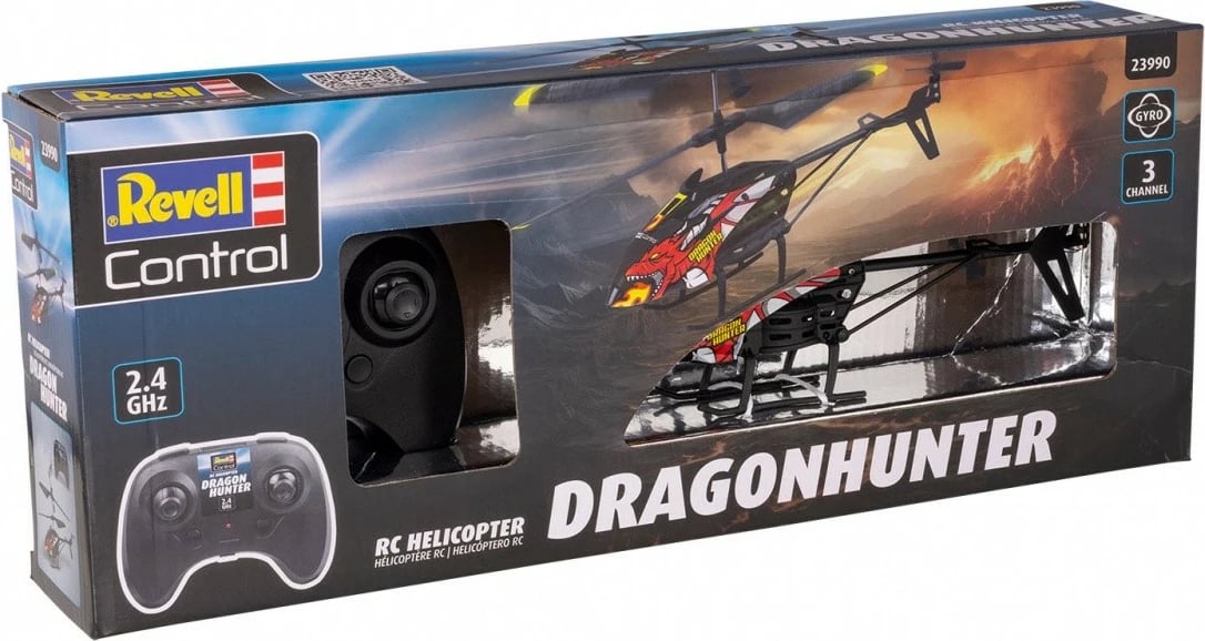 Helikopter RC Revell Dragonhunter, 12 x 4 x 21 cm, i zi/e kuqe/e verdhë