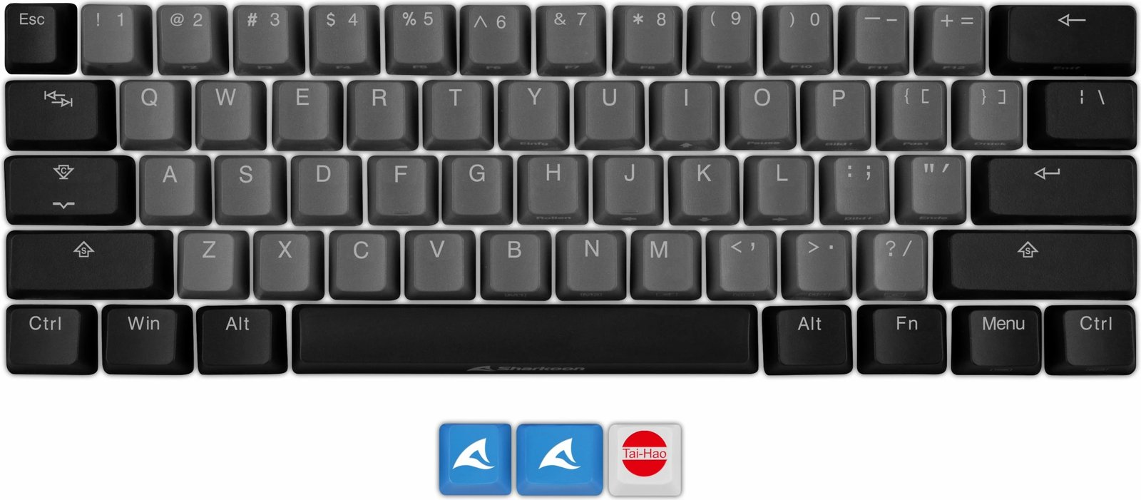 Tasta Sharkoon SKILLER SAC20 S4, 62 copë, ANSI, për SKILLER SGK50 S4, e zezë