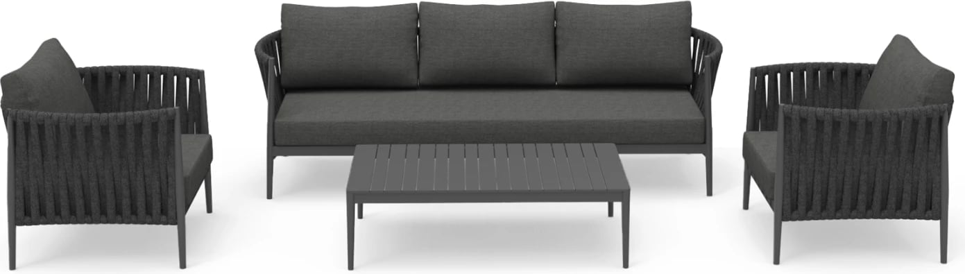 Set lounge për jashtë, 4 pjesë, seria POLARIS, alumin ngjyrë gri e errët, rripa, OLEFIN, CD6211.01