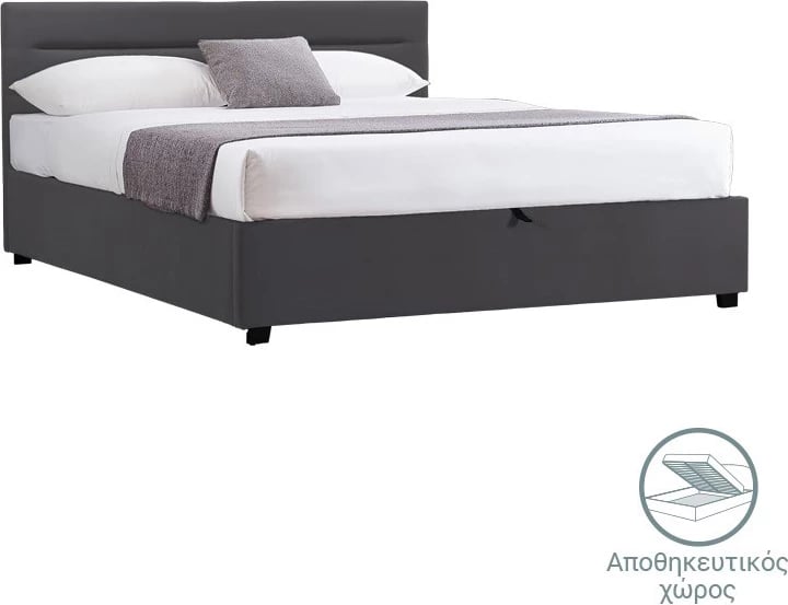 Krevat Molito kadife, ngjyrë e zezë, me hapësirë për depo, 150x200cm