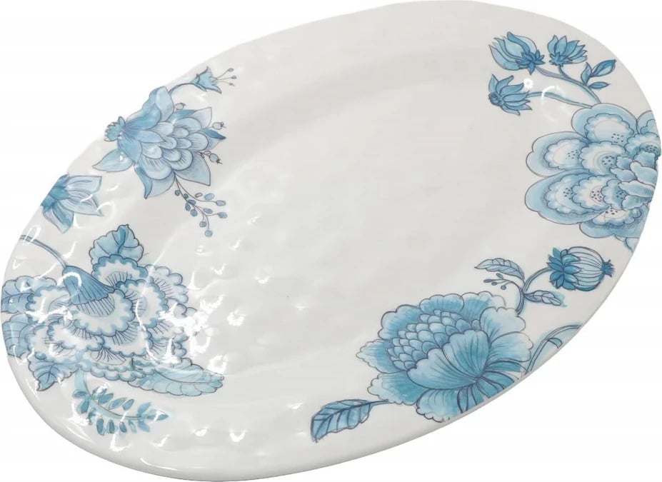 Pjatë ovale Rose&Tulipani ONIRIA, melamine, 45 x 30 cm, ngjyrë blu