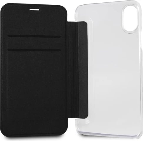 Mbështjellës Karl Lagerfeld Signature Glitter për iPhone X/Xs, i zi
