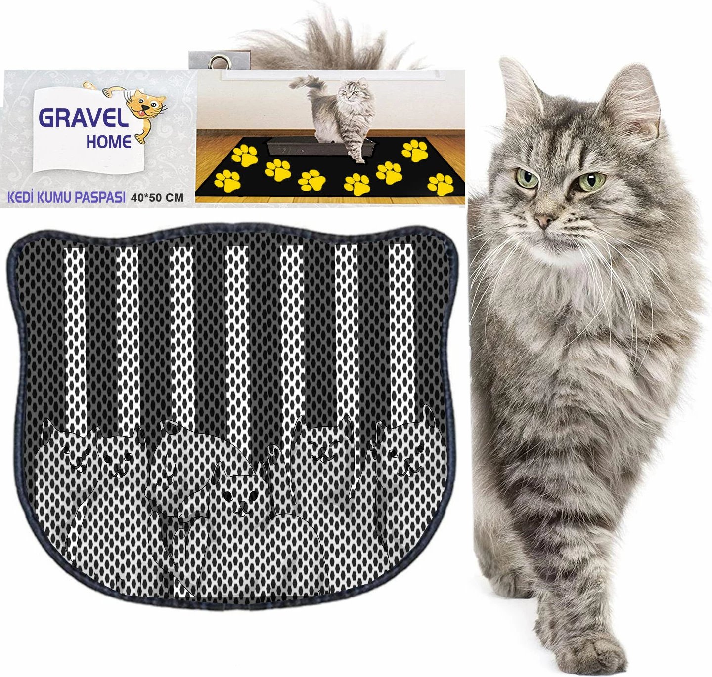 Tapet për rërë maceje, shumëngjyrësh, Paws & Whiskers, Kdkafa0042, 40x50cm