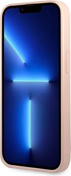 Mbështjellës Guess GUHCP14MPSATLP për iPhone 14 Plus 6.7", SaffianoTriangle Logo, Rozë