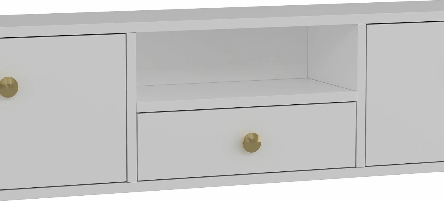 Komodë TV Skye Decor, e bardhë, e artë, 1301-DROP-1