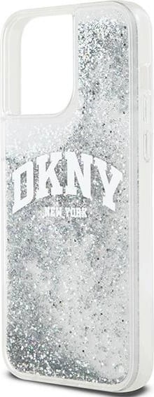 Mbështjellës DKNY Liquid Glitter Big Logo për iPhone 15 Pro, Bardhë