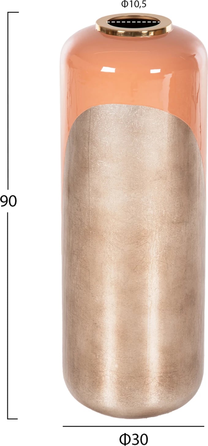 Vazo dekorative për dysheme RAKSASA FH4230.02 metalike, ngjyrë salmon-bronz e lehtë, Φ30x90H cm