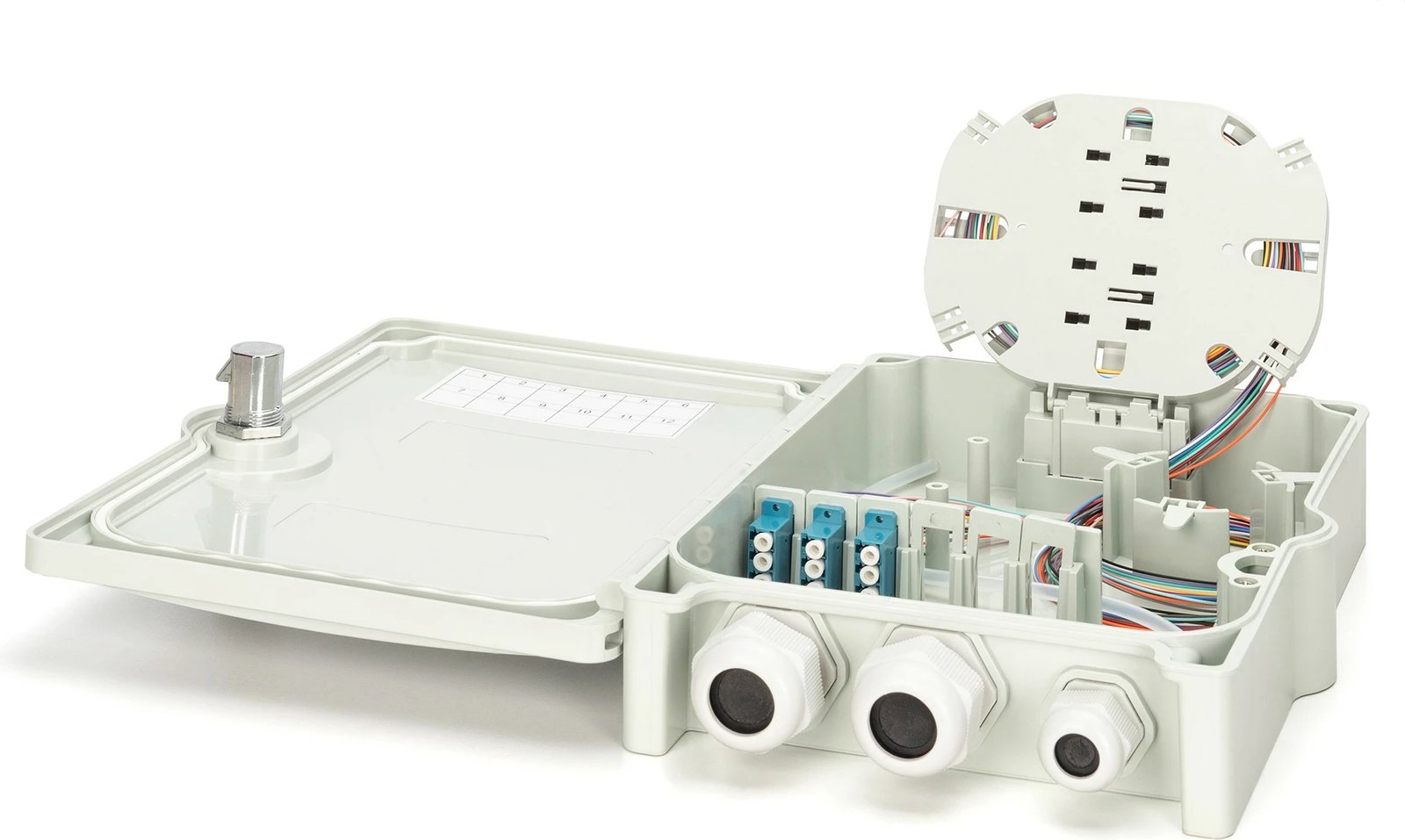 Kuti shpërndarëse fibër optike Digitus, 12 fibra, LC/PC, e bardhë, ABS