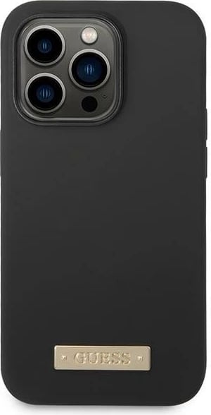 Mbështjellës Guess GUHMP14LSBPLK për iPhone 14 Pro 6.1", silikon, MagSafe, zi