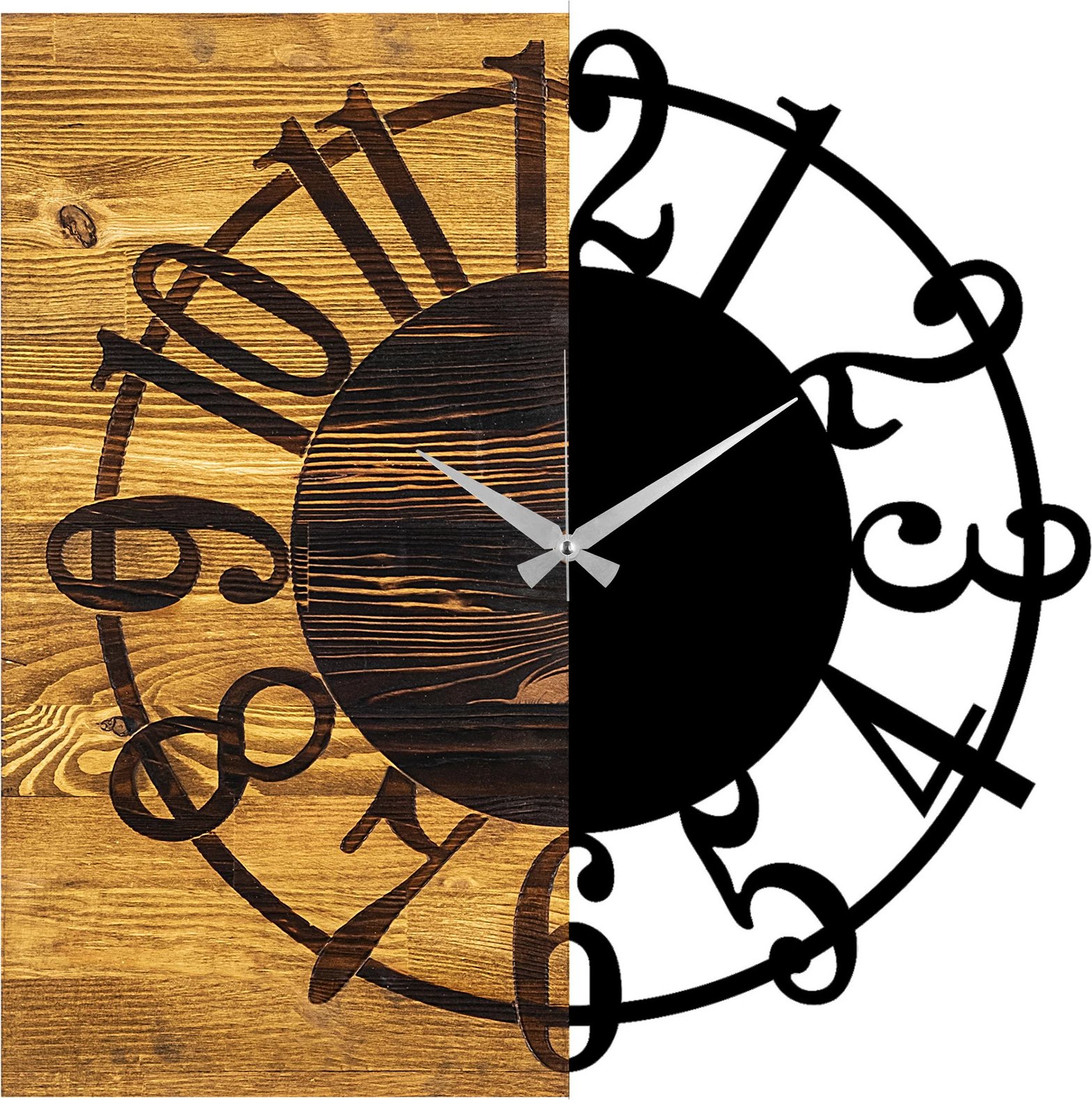 Orë muri dekorative prej druri, Wallity, ngjyrë arre dhe e zezë, 58x3x58cm