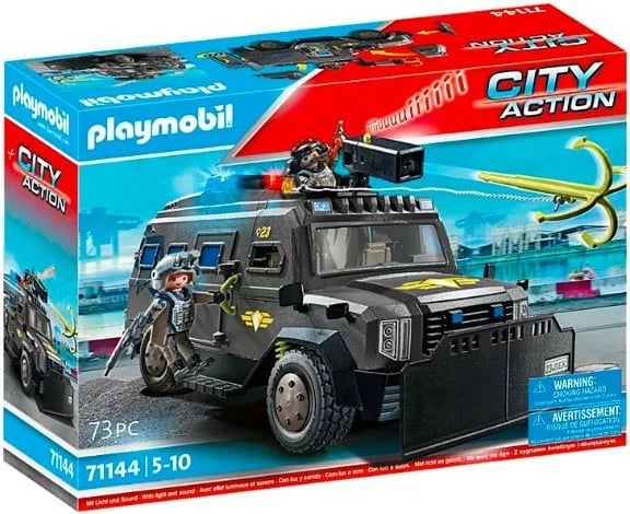 Set lodrash Playmobil City Action 71144, automjet terreni për forca speciale, me drita dhe tinguj, 73 pjesë