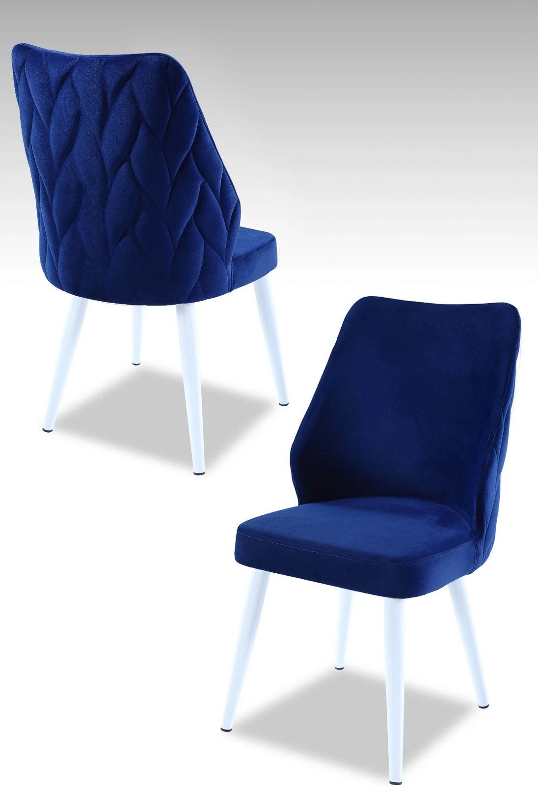 Set karrigesh (4 copë) Hanah Home, Pufi, ngjyrë blu sax dhe e bardhë