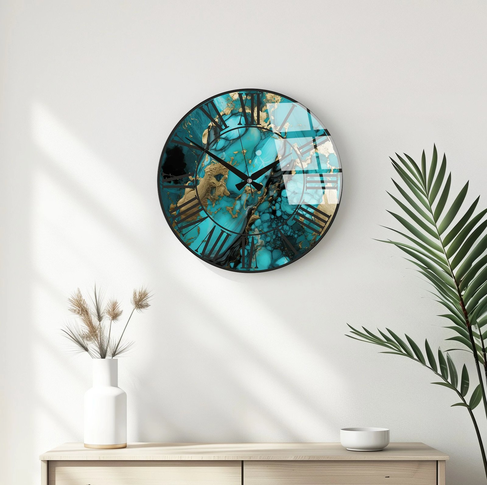 Orë muri dekorative prej xhami, Wallity Huhu333, 40x40cm