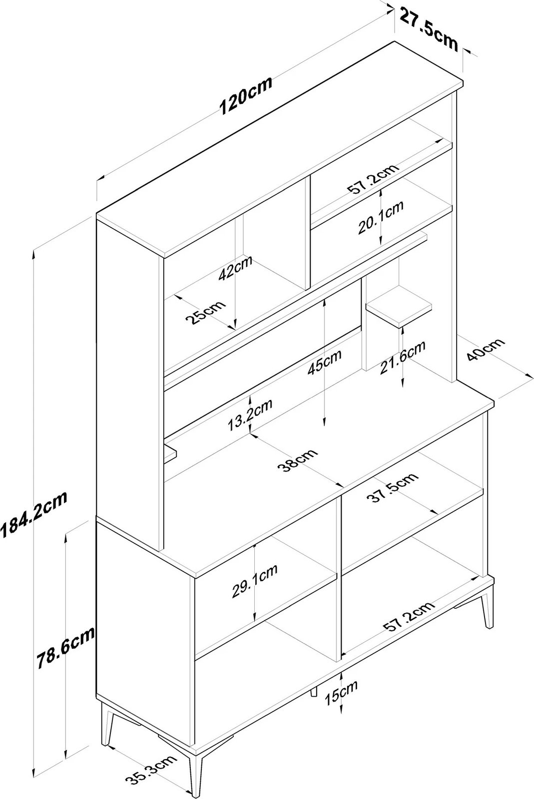 Dollap multifunksional Hanah Home, JE176 - 3291, ngjyrë e bardhë dhe arre