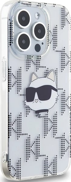 Mbështjellës Karl Lagerfeld IML Choupette Head & Monogram për iPhone 15 Pro Max, transparent