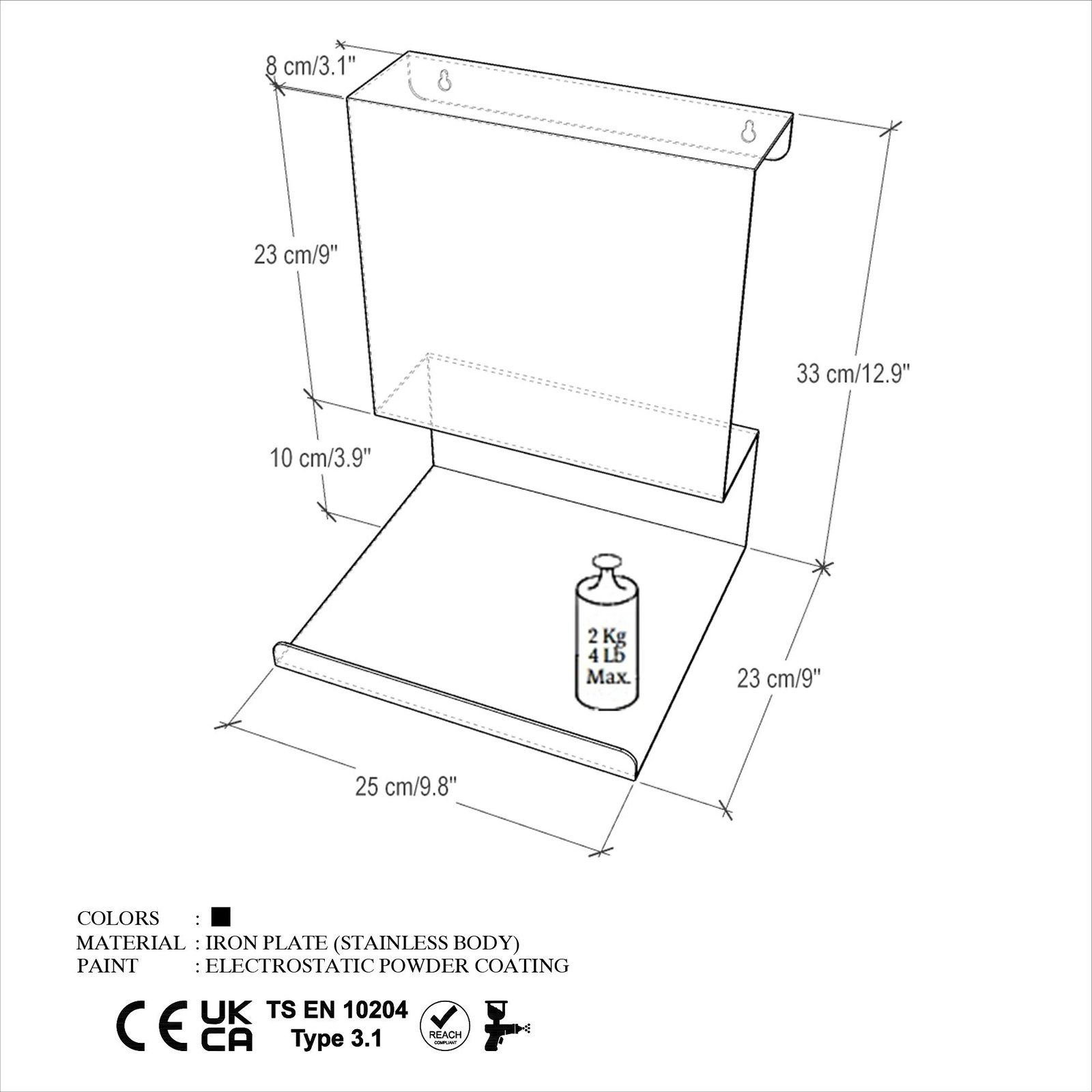 Raft muri Hanah Home, Brano, metal i zi, 25x23x33cm