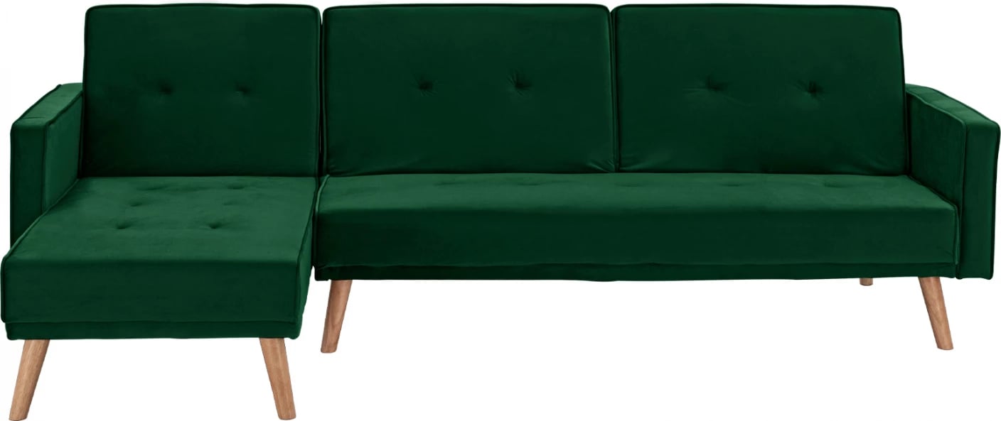 Divan qoshe i kthyeshëm me shtrat TALIA FH3153.03 kadife jeshile 267x153x85 cm