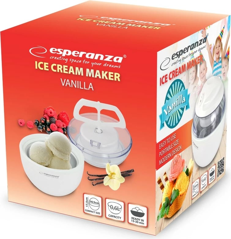 Makine akullore Esperanza VANILLA EKI001, 0.6L, Bardhë