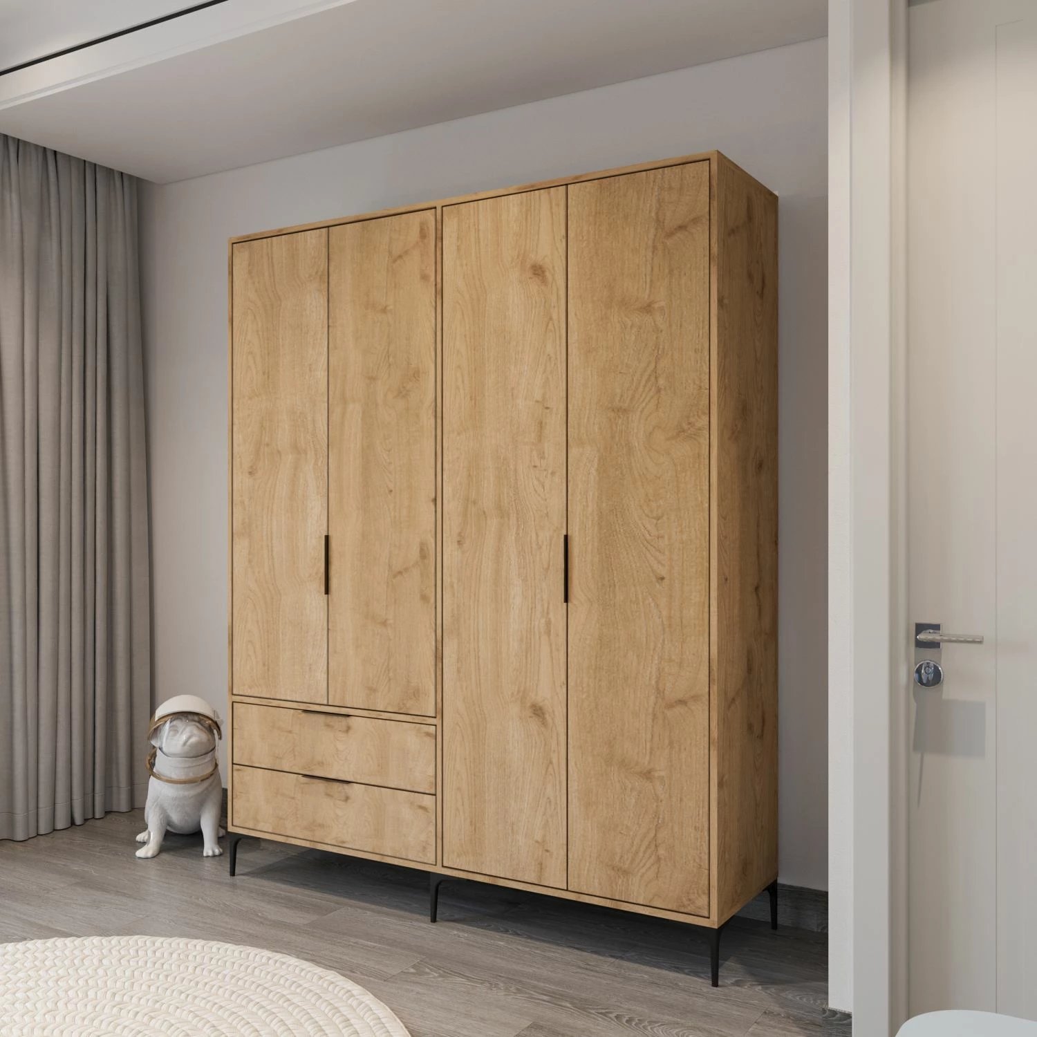 Dollap Skye Decor, Royal me sirtarë, 160 cm, ngjyrë lisi