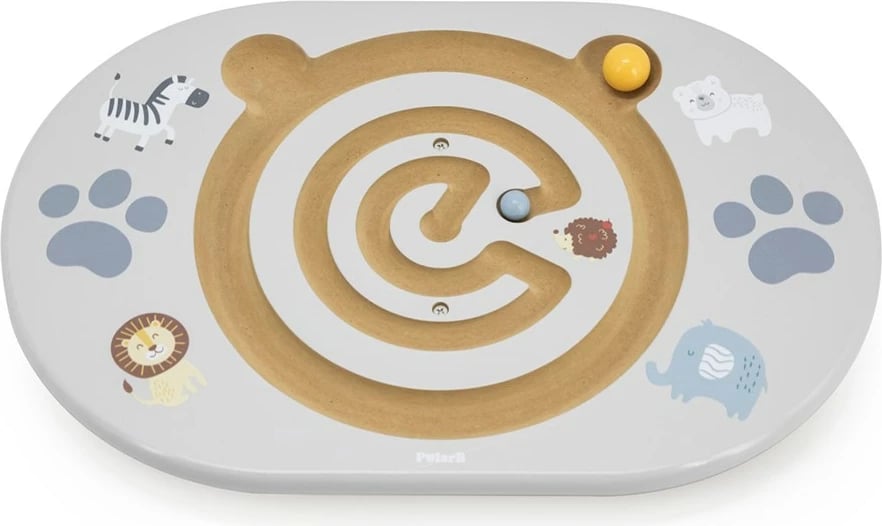 Dërrasë balancuese me labirint prej druri, Viga Balancing Maze, 450×300×50 mm, 2 topa, kapacitet 50 kg, ngjyrë sipas fotos