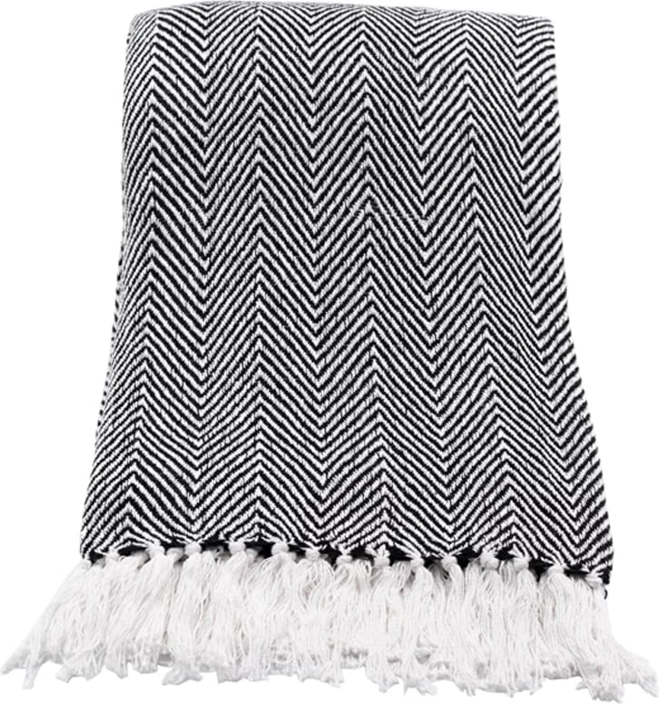 Batanije dekorative Mintoni, pambuk-poliester, e zezë-bardhë, 180x240cm