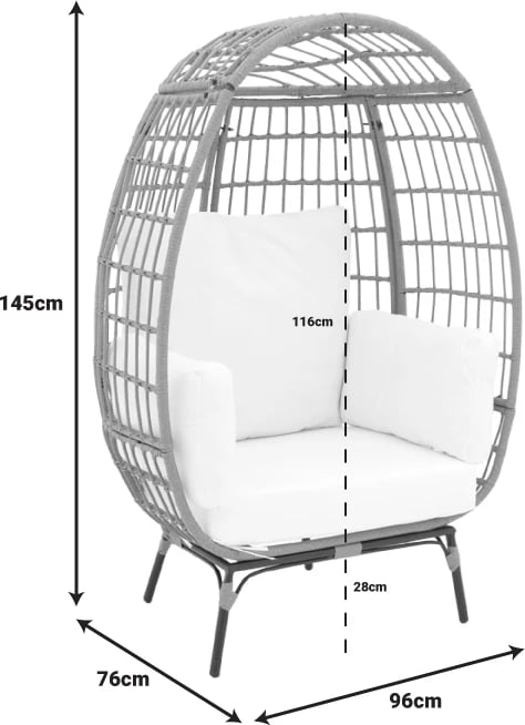 Karrige Frox ratan natyral-metal këmbë natyral-zeza-jastëk bezhë 96x76x145cm
