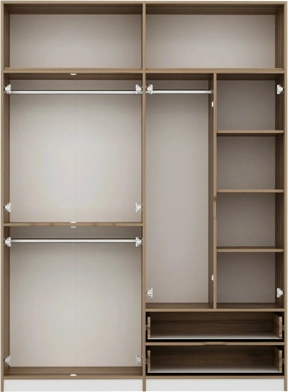 Dollap Hanah Home Elina, bardhë-dore, 185x253x52cm