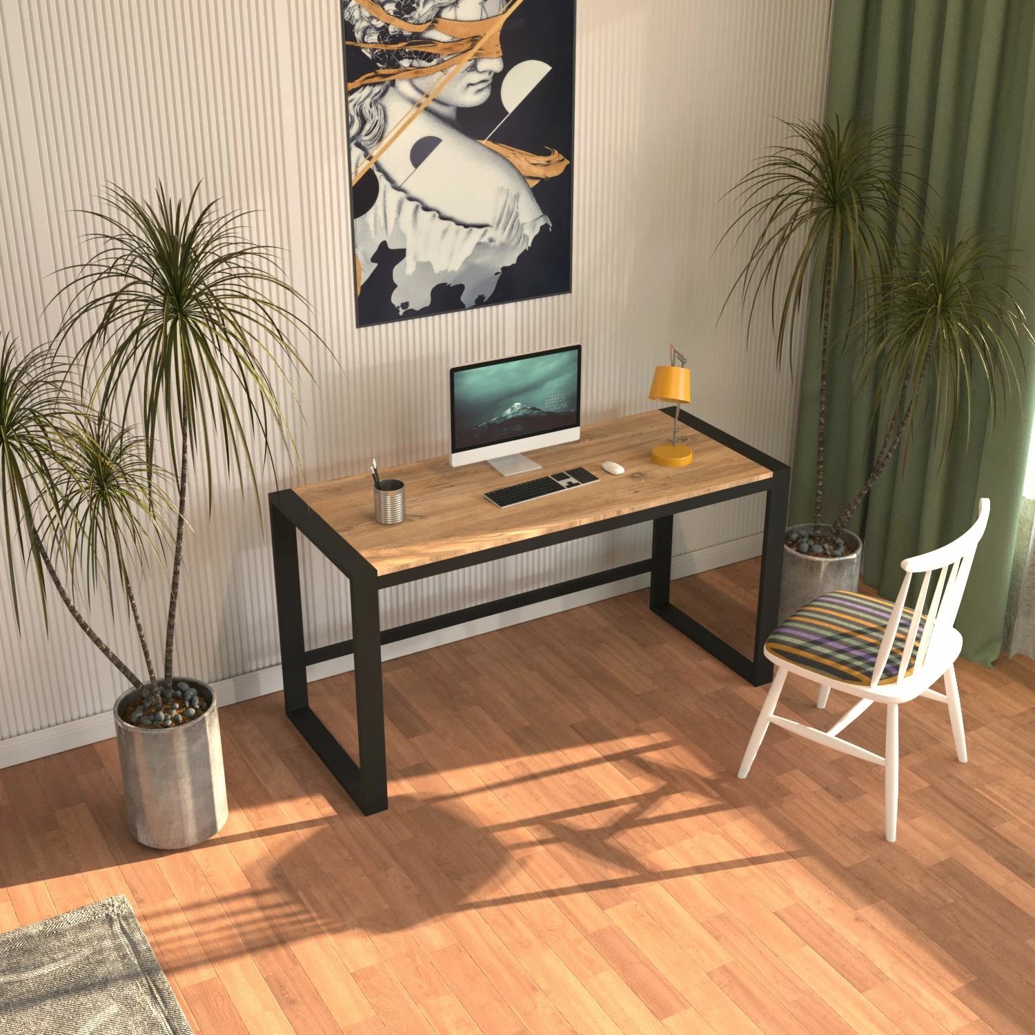 Tavolinë pune Hanah Home, Marsilya 122, ngjyrë Atlantic Pine, e zezë