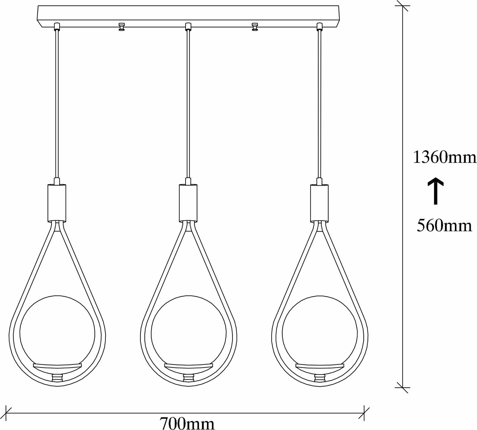 Llambë tavani Opviq Mudoni, e zezë, MR-939, 70x15cm, lartësi 146cm