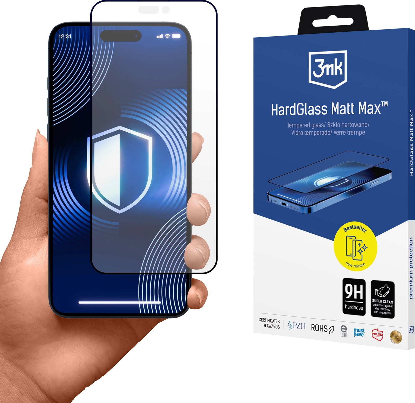 Xham i temperuar mat 3mk HardGlass Matt Max për iPhone 14 Pro, Semi-transparent