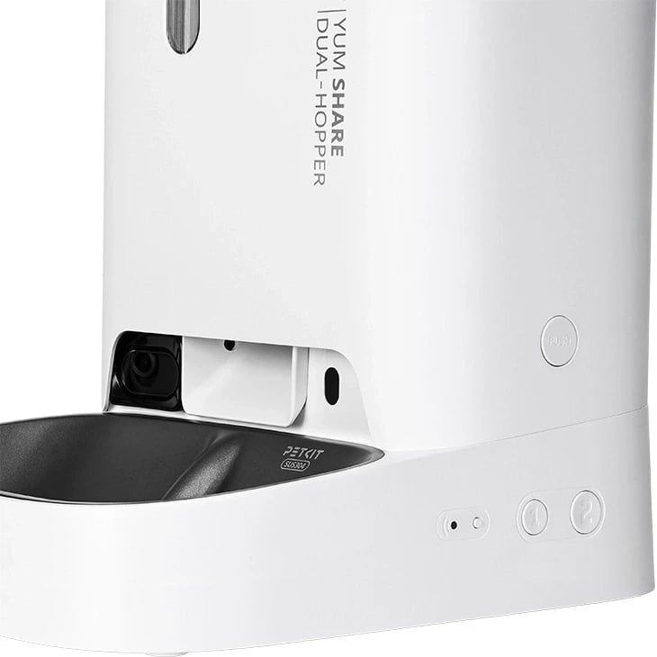 Shpërndarës ushqimi i mençur PetKit Yumshare Dual Hopper, 5L, me kamerë, i bardhë