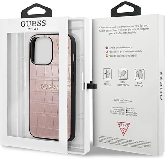 Mbështjellës Guess Croco Strap për iPhone 13 Pro / 13 6.1", Rozë Mbështjellës Guess Croco Strap për iPhone 13 Pro / 13 6.1", Rozë